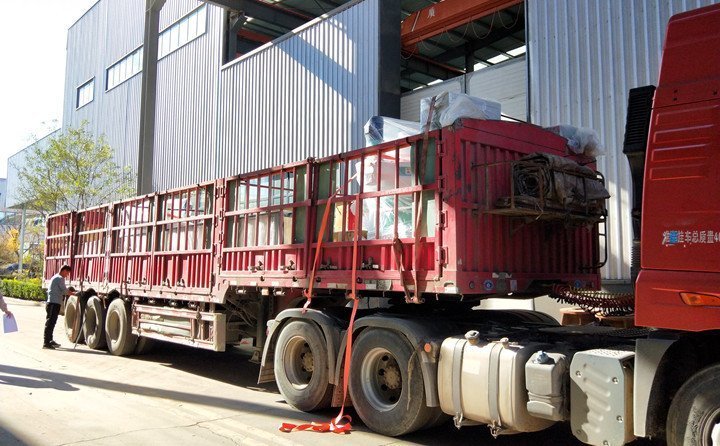 2臺132kw花生殼顆粒機發往山東菏澤，總的年產量可達5000-6000噸